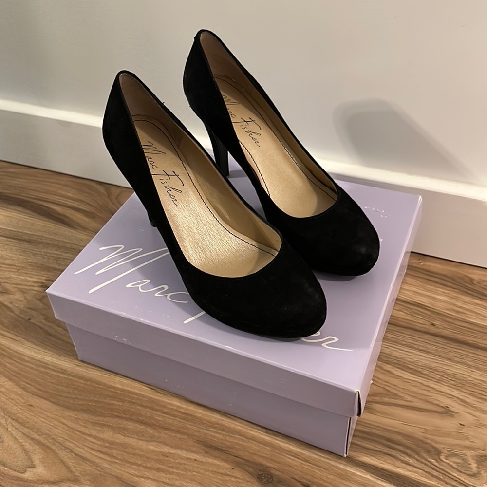 Marc Fisher Black Suede Heels